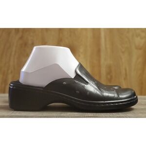 Clarks Leather Slip On Wedge Clogs Women's Size 8 Black